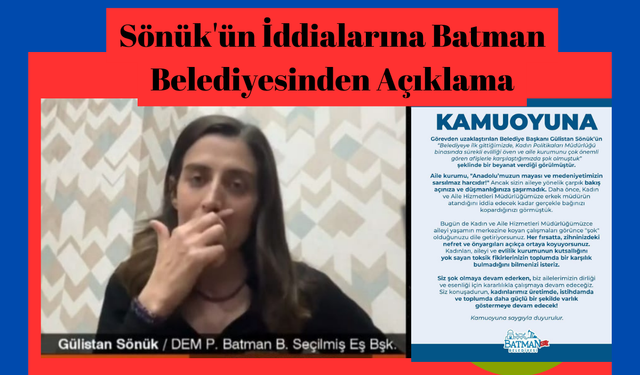 Sönük'ün İddialarına Batman Belediyesinden Açıklama